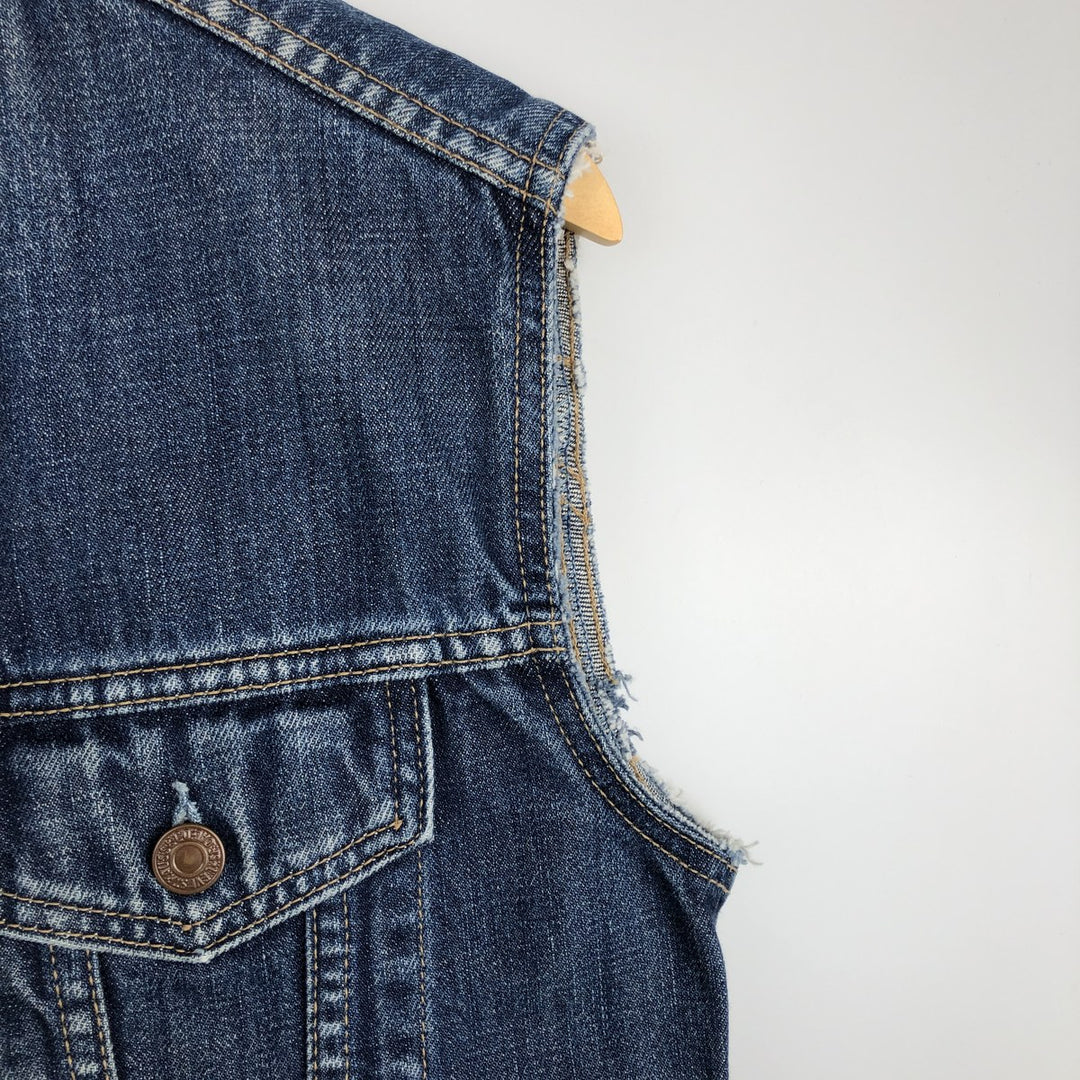 2000'S Levi's 70590-0402 European Model Cut-Off Denim Vest, Men's Size L cotton navy blue type Vintage Second Hand