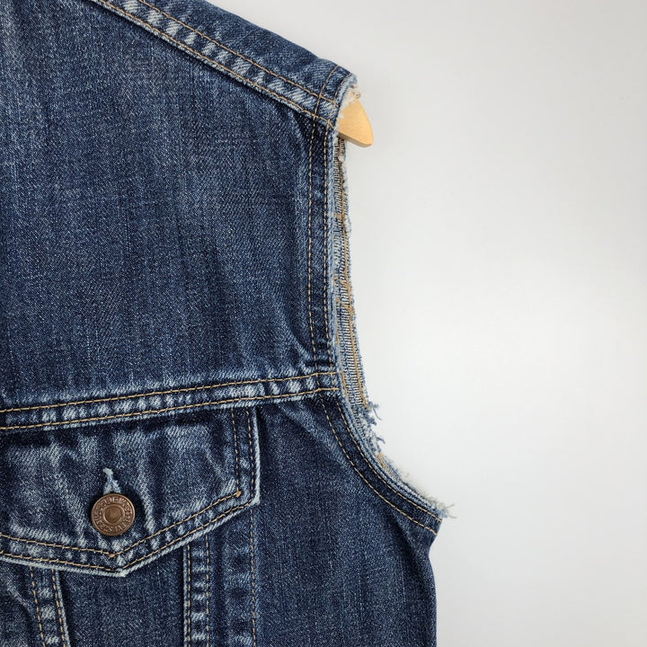 2000'S Levi's 70590-0402 European Model Cut-Off Denim Vest, Men's Size L cotton navy blue type Vintage Second Hand