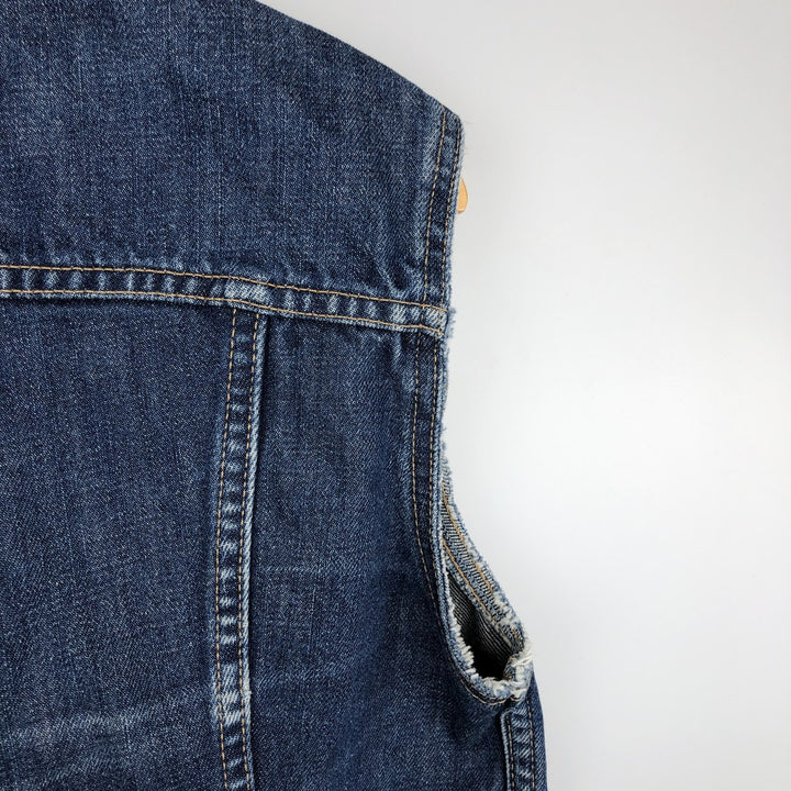 2000'S Levi's 70590-0402 European Model Cut-Off Denim Vest, Men's Size L cotton navy blue type Vintage Second Hand