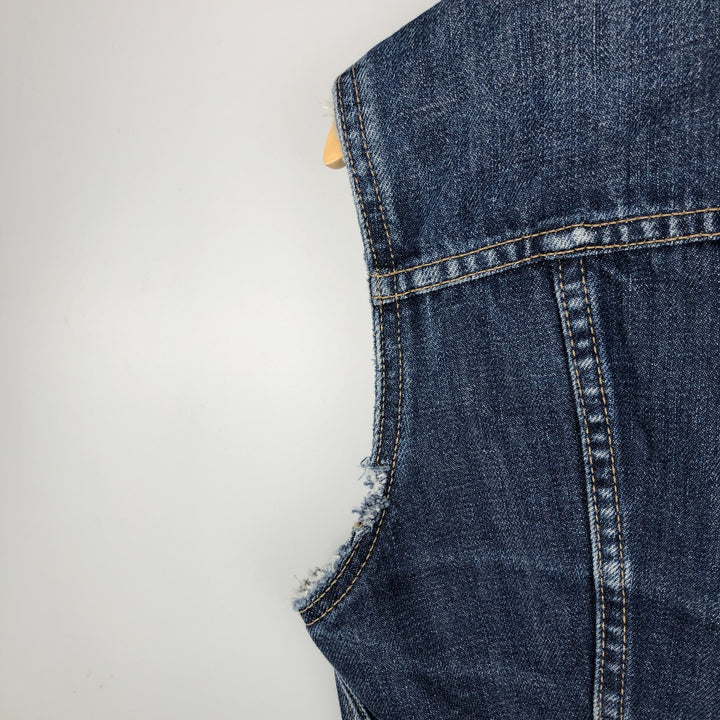 2000'S Levi's 70590-0402 European Model Cut-Off Denim Vest, Men's Size L cotton navy blue type Vintage Second Hand