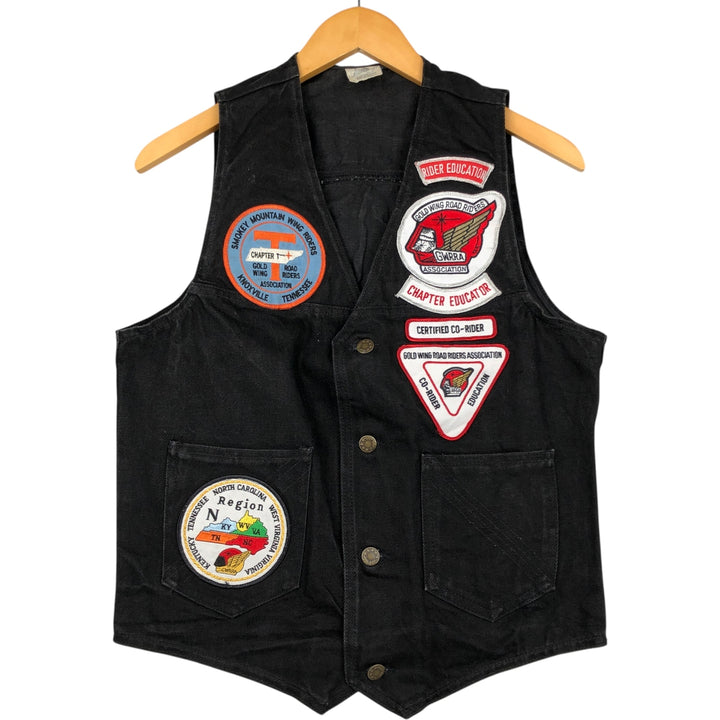 90'S Action Wear Vintage Denim Vest, Made in USA, Men's Size Small cotton black type Vintage Second Hand