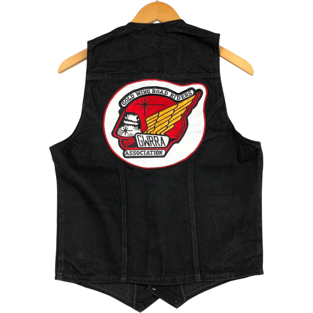 90'S Action Wear Vintage Denim Vest, Made in USA, Men's Size Small cotton black type Vintage Second Hand
