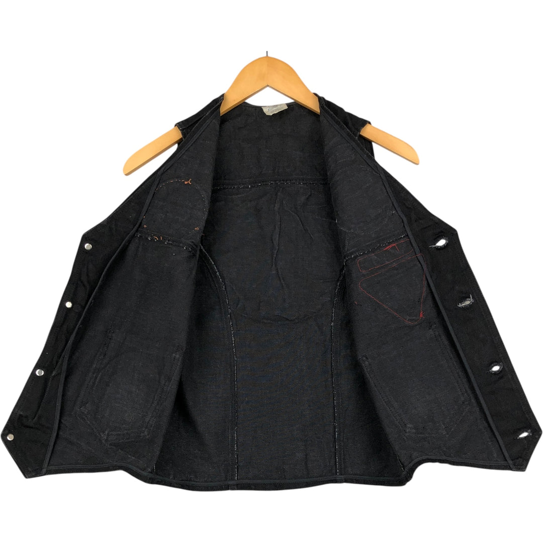 90'S Action Wear Vintage Denim Vest, Made in USA, Men's Size Small cotton black type Vintage Second Hand