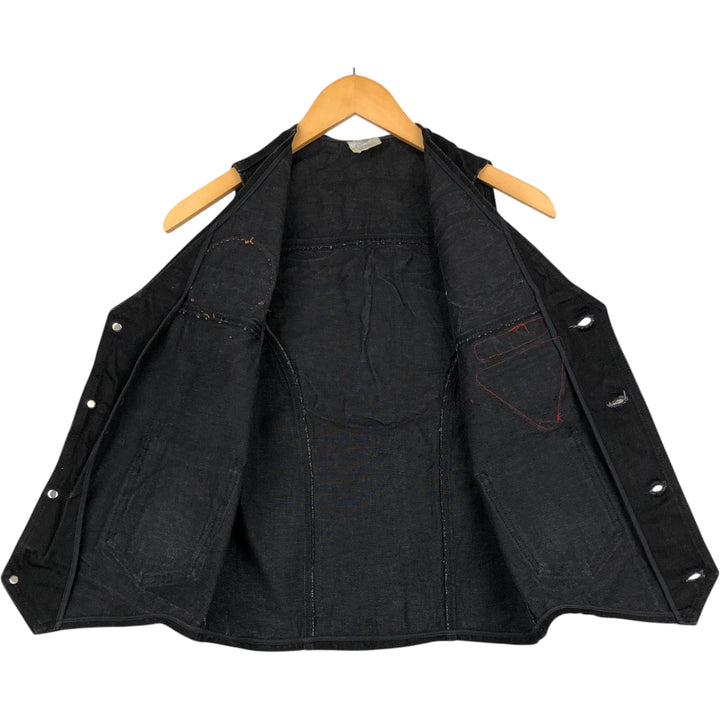 90'S Action Wear Vintage Denim Vest, Made in USA, Men's Size Small cotton black type Vintage Second Hand