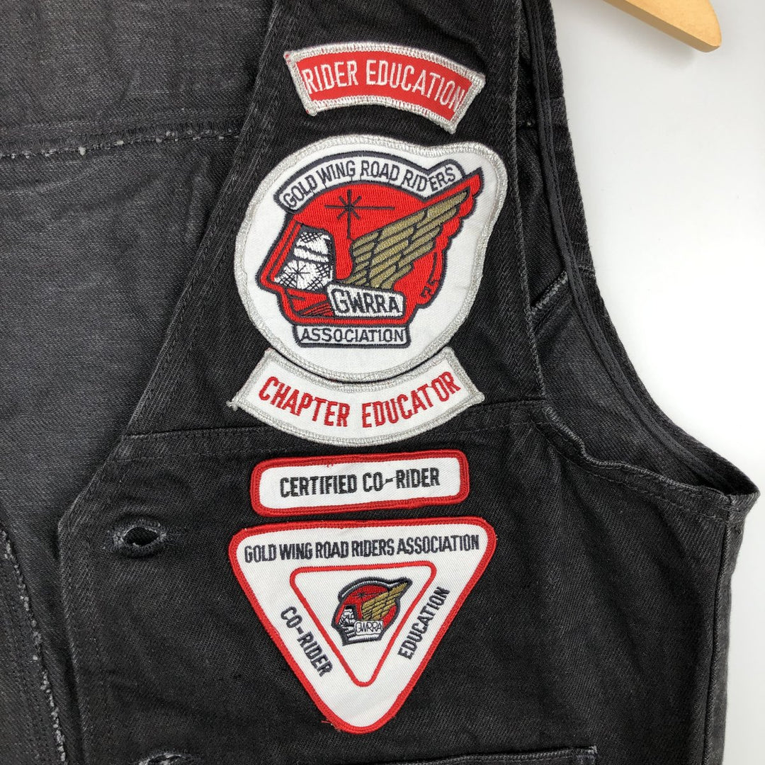 90'S Action Wear Vintage Denim Vest, Made in USA, Men's Size Small cotton black type Vintage Second Hand