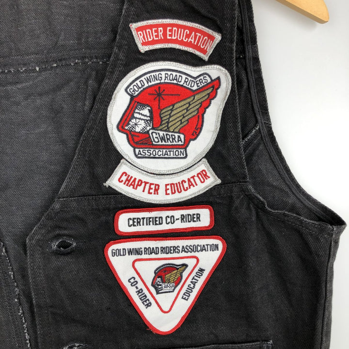 90'S Action Wear Vintage Denim Vest, Made in USA, Men's Size Small cotton black type Vintage Second Hand