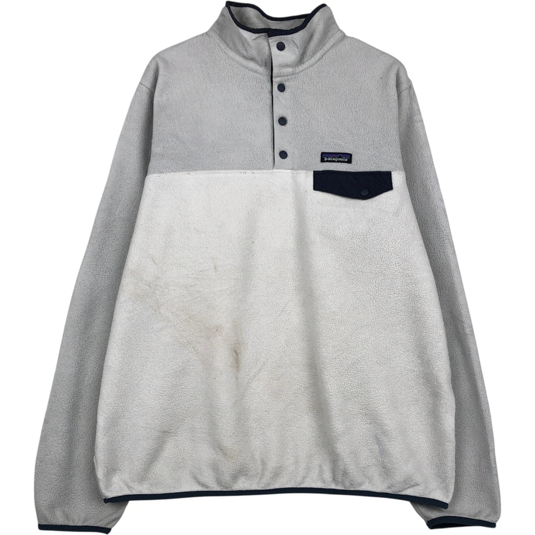 Patagonia Lightweight Synchilla Snap Tee 25455FA17 Half-Snap Fleece Pullover, Women's XL polyester gray type Vintage Second Hand