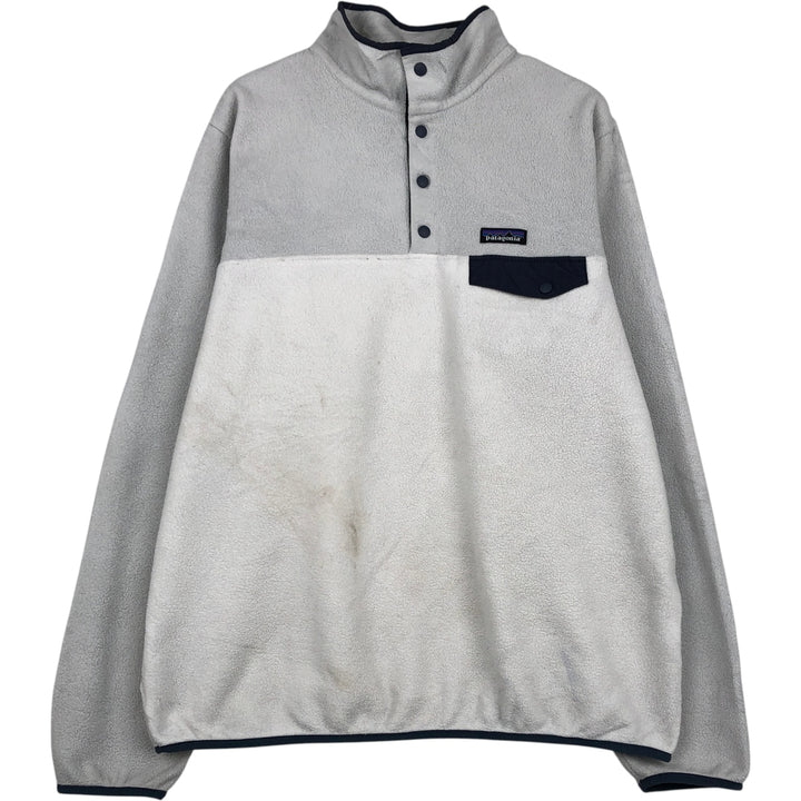 Patagonia Lightweight Synchilla Snap Tee 25455FA17 Half-Snap Fleece Pullover, Women's XL polyester gray type Vintage Second Hand
