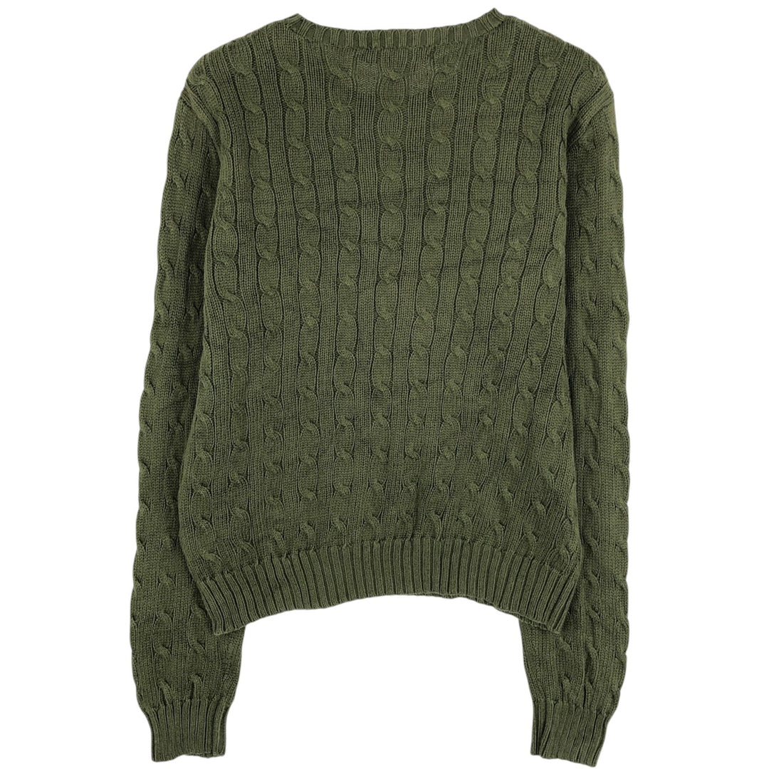 Ralph Lauren cable knit cotton sweater, size L cotton Khaki type Vintage Second Hand