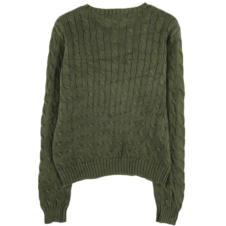 Ralph Lauren cable knit cotton sweater, size L cotton Khaki type Vintage Second Hand