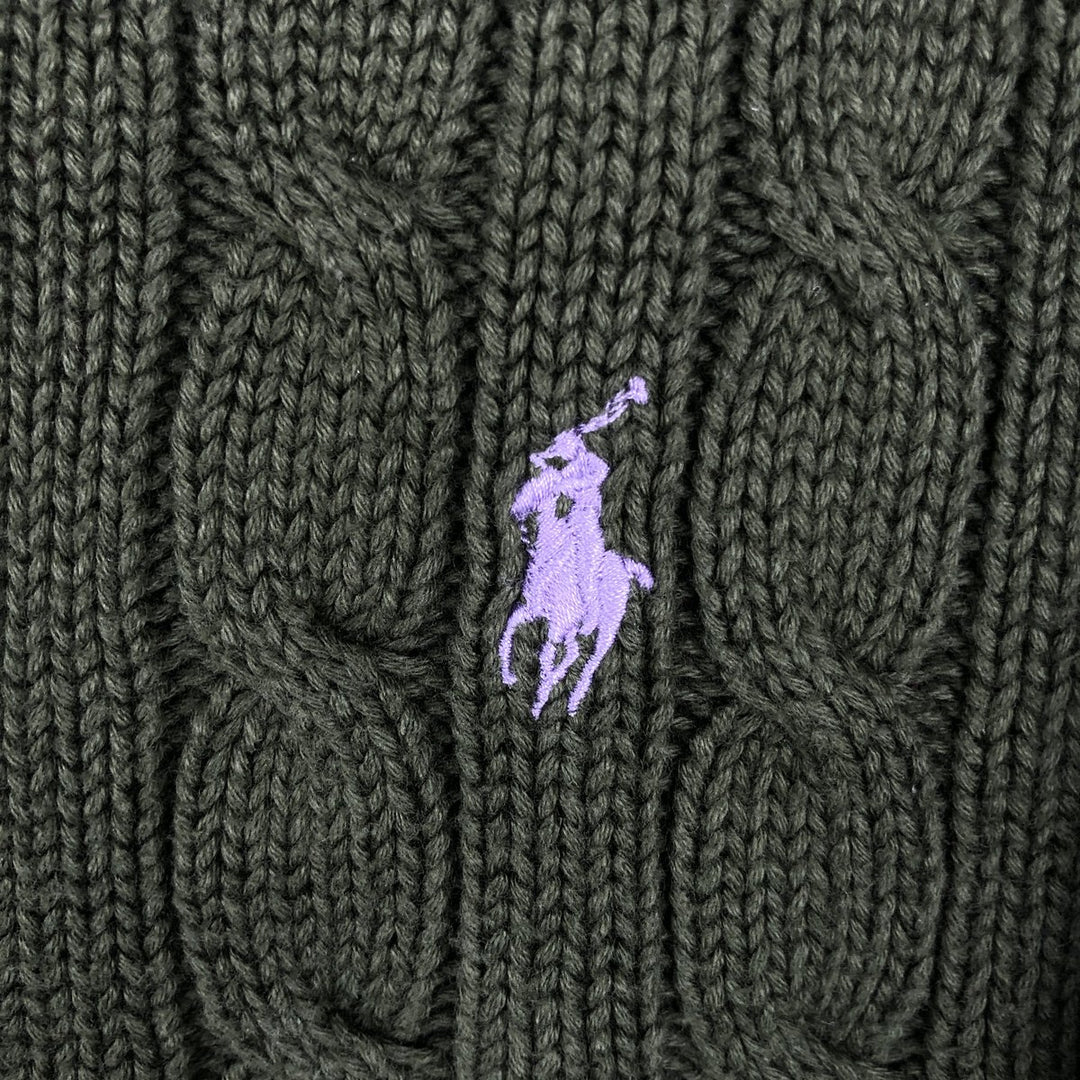 Ralph Lauren cable knit cotton sweater, size L cotton Khaki type Vintage Second Hand