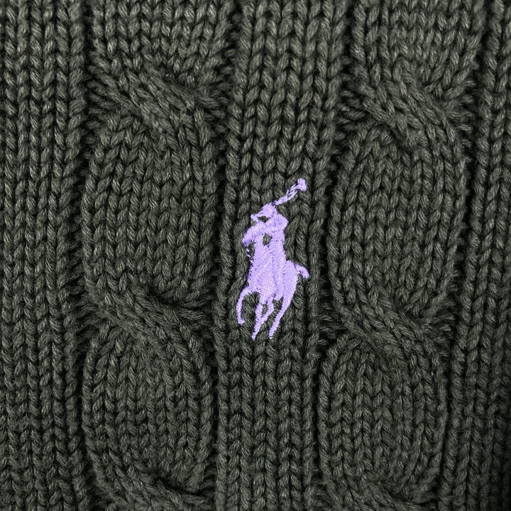 Ralph Lauren cable knit cotton sweater, size L cotton Khaki type Vintage Second Hand