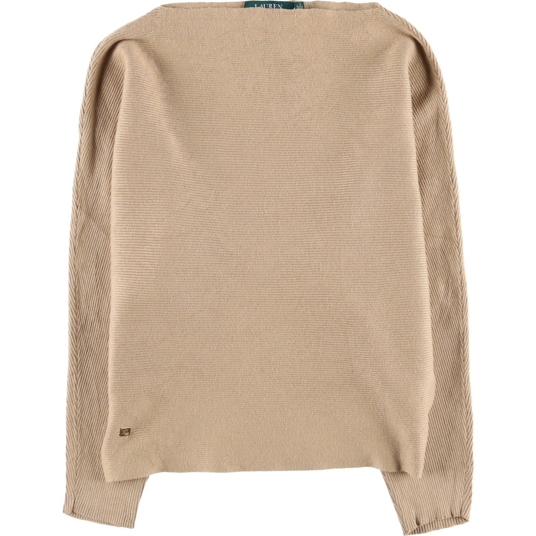 Ralph Lauren boat neck cotton knit sweater, women's size M (approx.) cotton Beige type Vintage Second Hand