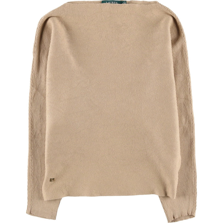 Ralph Lauren boat neck cotton knit sweater, women's size M (approx.) cotton Beige type Vintage Second Hand