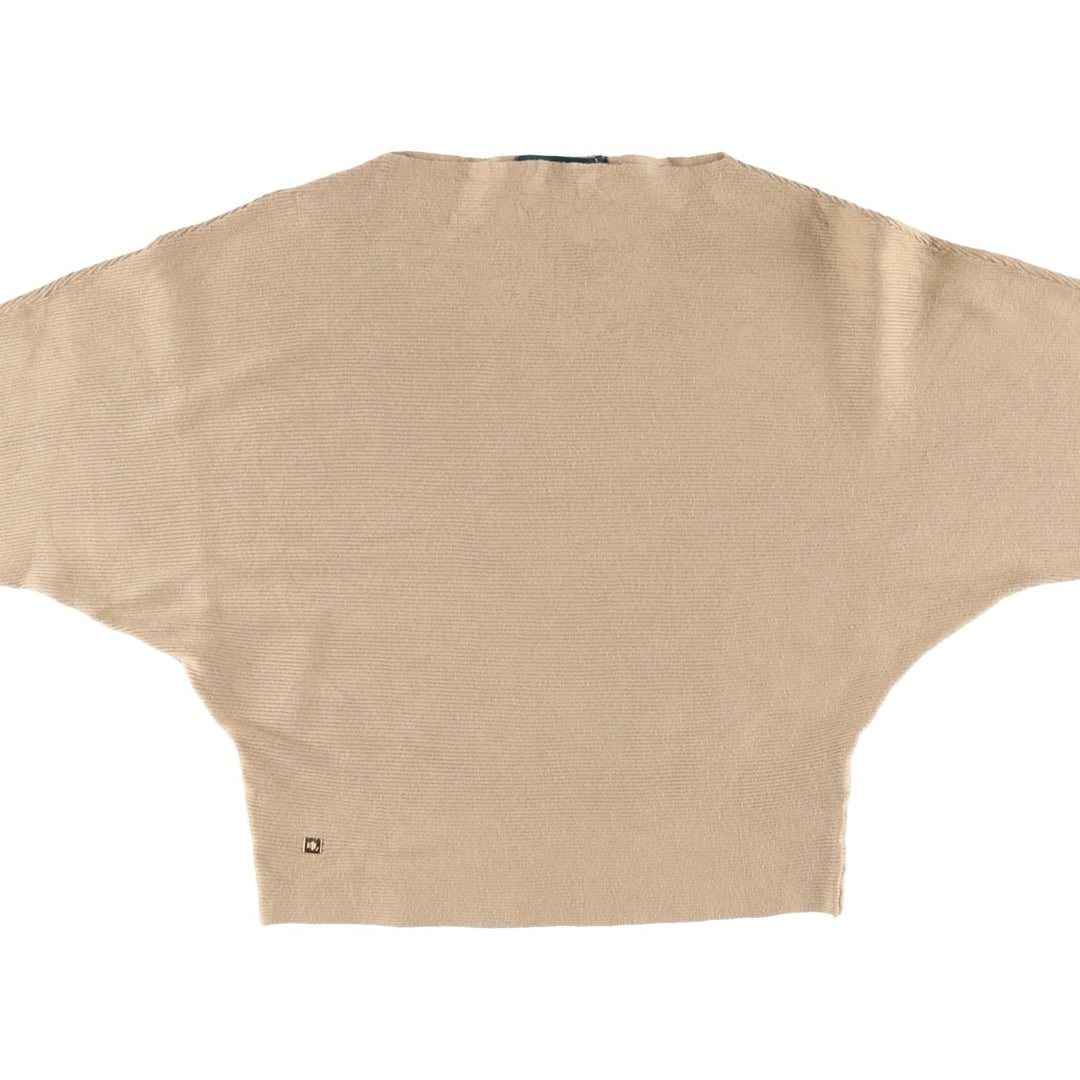 Ralph Lauren boat neck cotton knit sweater, women's size M (approx.) cotton Beige type Vintage Second Hand