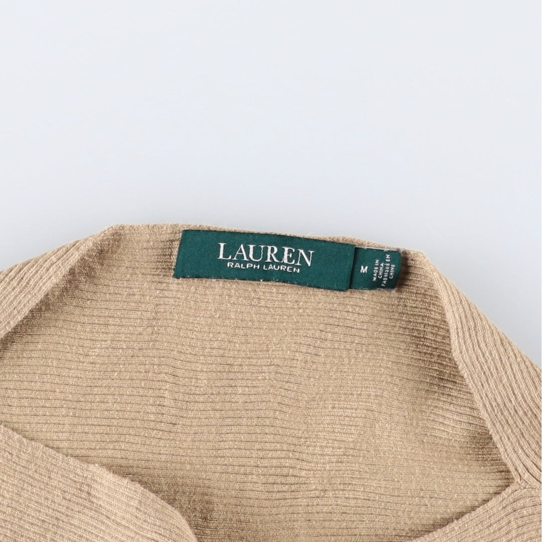 Ralph Lauren boat neck cotton knit sweater, women's size M (approx.) cotton Beige type Vintage Second Hand