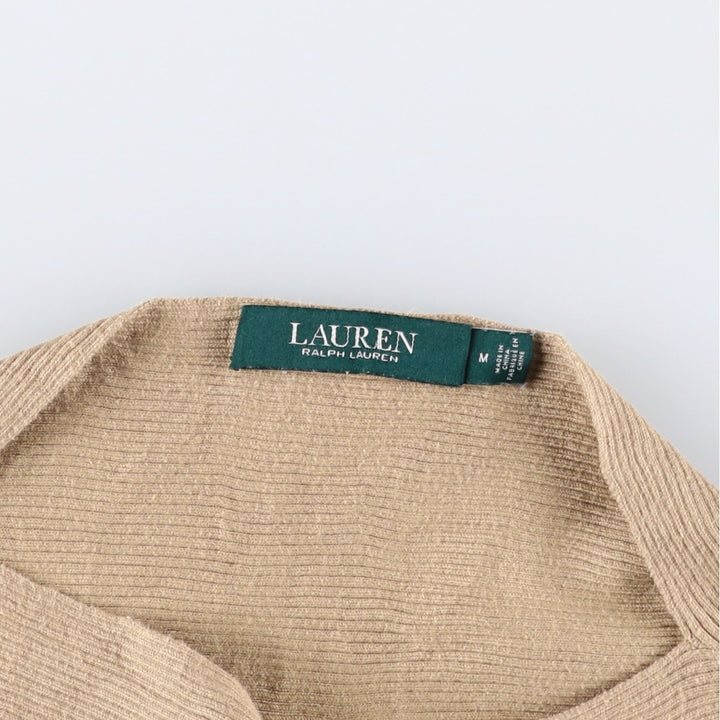 Ralph Lauren boat neck cotton knit sweater, women's size M (approx.) cotton Beige type Vintage Second Hand
