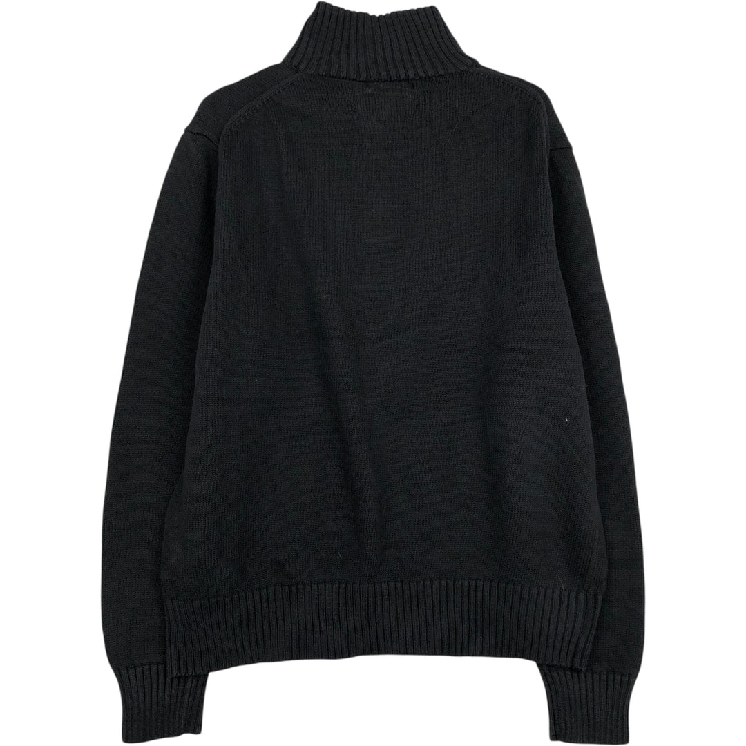 Ralph Lauren POLO RALPH LAUREN Cotton knit half button sweater Women's M size cotton black type Vintage Second Hand