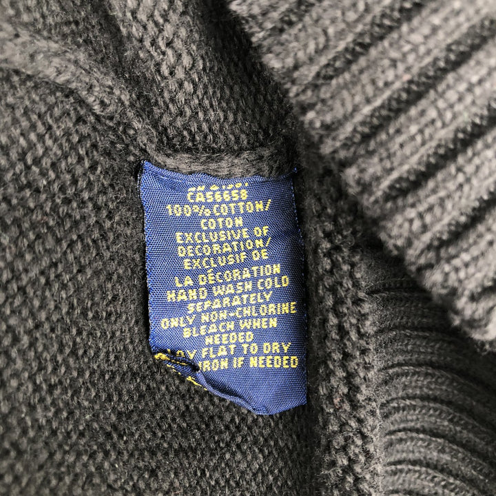 Ralph Lauren POLO RALPH LAUREN Cotton knit half button sweater Women's M size cotton black type Vintage Second Hand