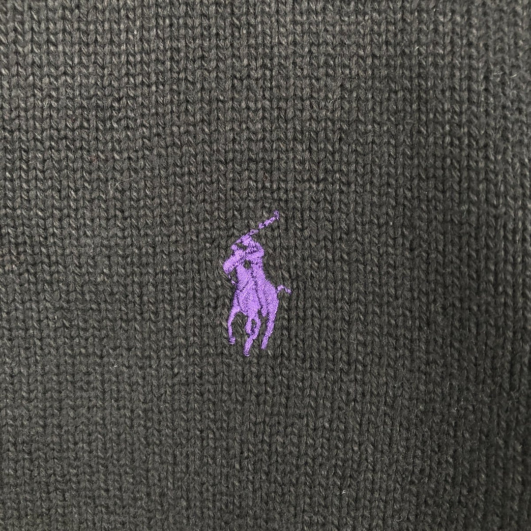 Ralph Lauren POLO RALPH LAUREN Cotton knit half button sweater Women's M size cotton black type Vintage Second Hand