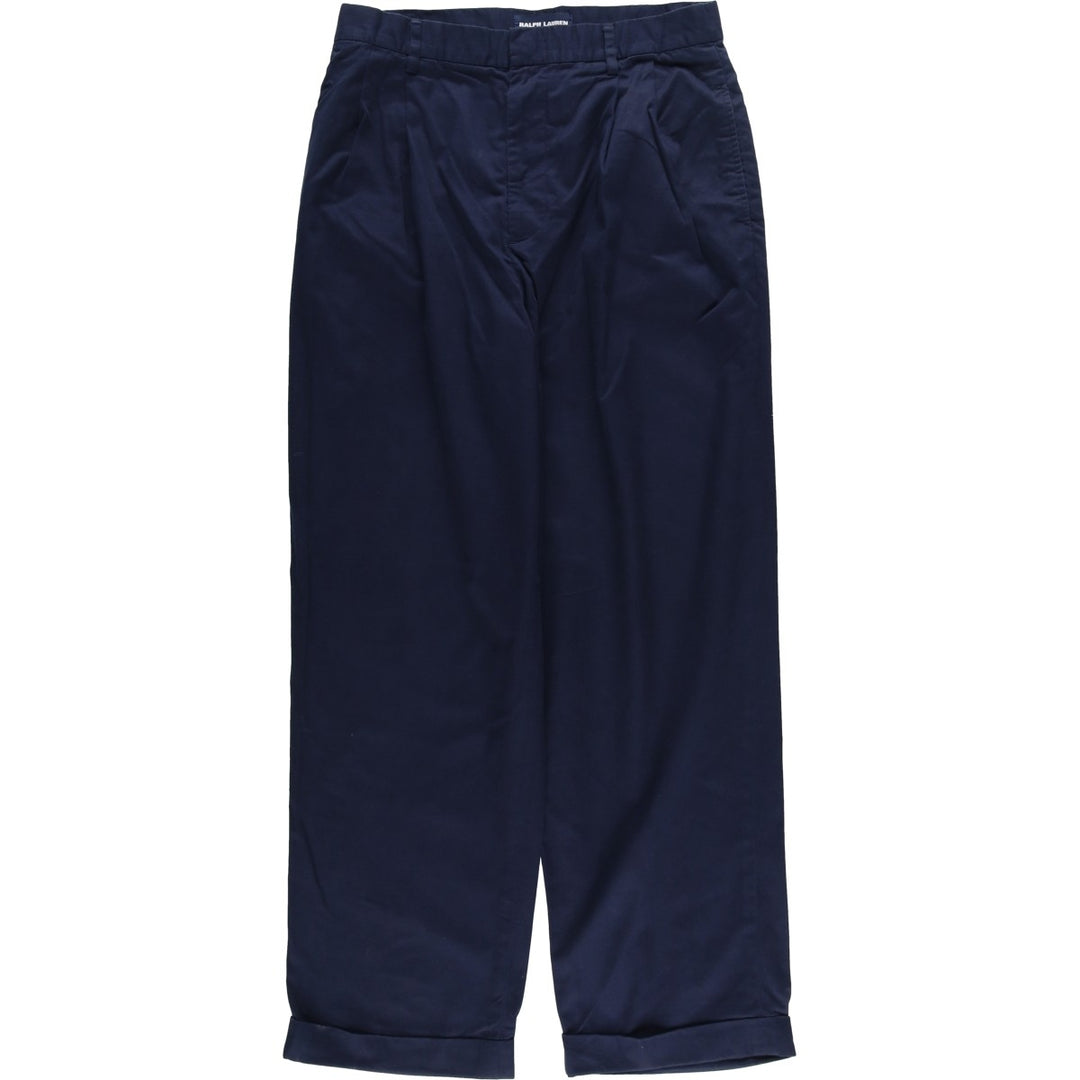 Ralph Lauren POLO GOLF Two-pleat Cotton Slacks, Women's XL (W31) cotton navy blue type Vintage Second Hand