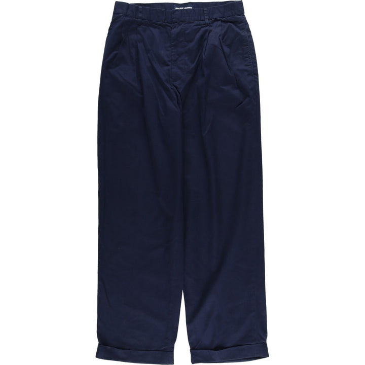 Ralph Lauren POLO GOLF Two-pleat Cotton Slacks, Women's XL (W31) cotton navy blue type Vintage Second Hand