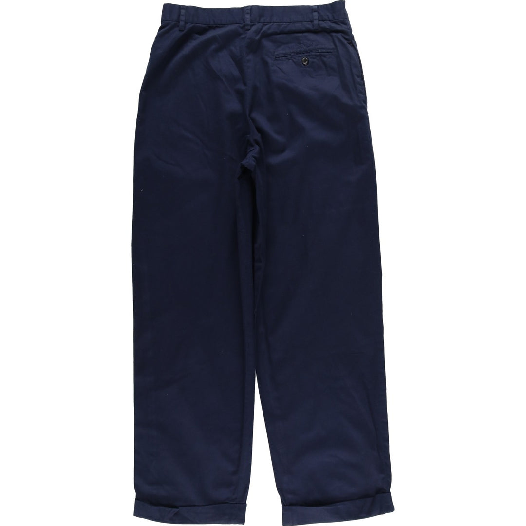 Ralph Lauren POLO GOLF Two-pleat Cotton Slacks, Women's XL (W31) cotton navy blue type Vintage Second Hand