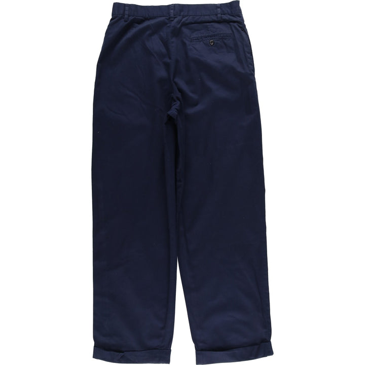 Ralph Lauren POLO GOLF Two-pleat Cotton Slacks, Women's XL (W31) cotton navy blue type Vintage Second Hand