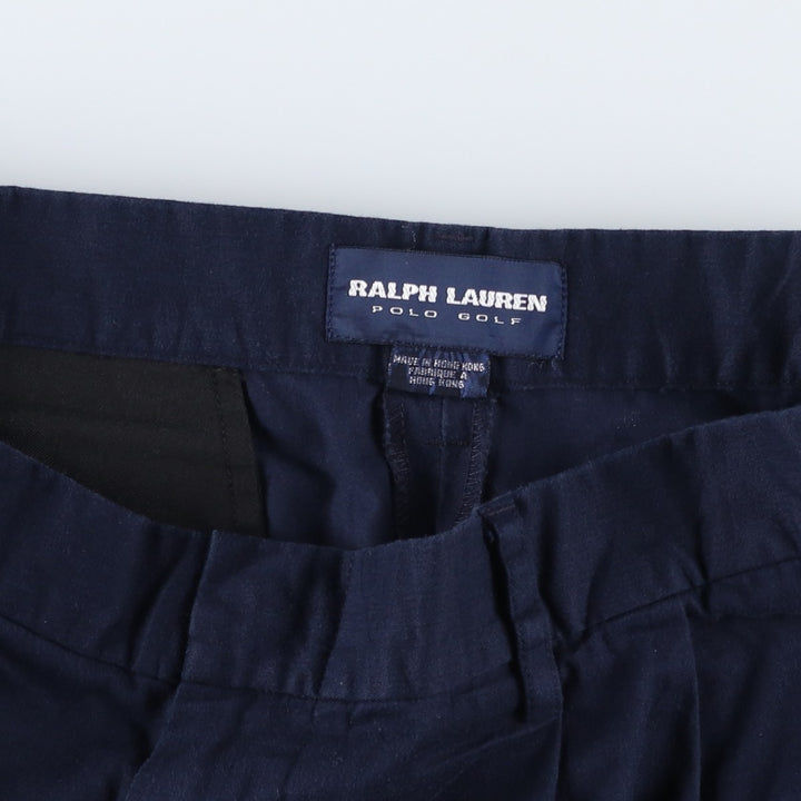 Ralph Lauren POLO GOLF Two-pleat Cotton Slacks, Women's XL (W31) cotton navy blue type Vintage Second Hand