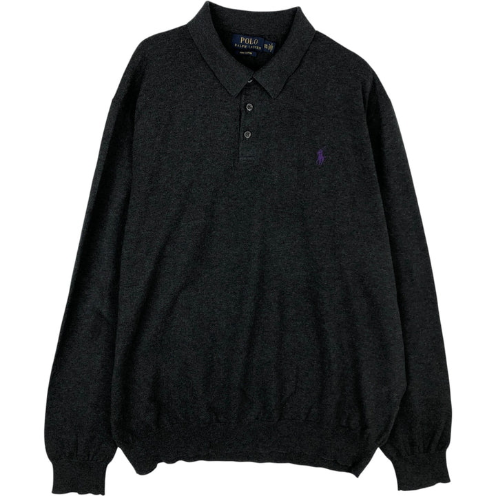 Ralph Lauren POLO RALPH LAUREN polo knit sweater, men's size XXL cotton Charcoal Vintage Second Hand