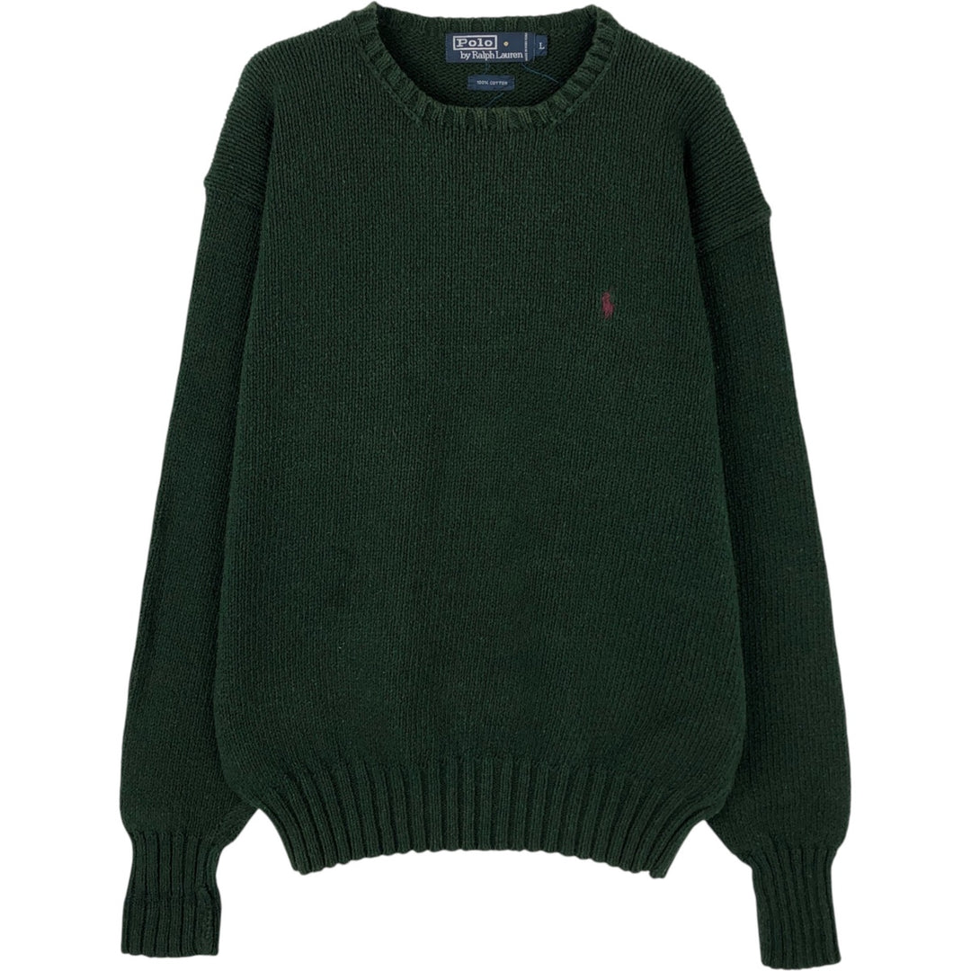 Ralph Lauren POLO by Ralph Lauren Cotton Knit Sweater Men's L size cotton green type Vintage Second Hand