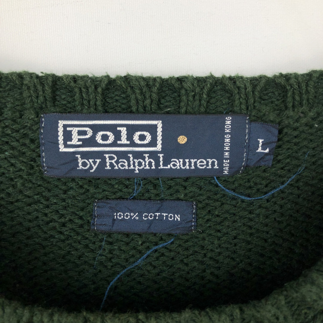 Ralph Lauren POLO by Ralph Lauren Cotton Knit Sweater Men's L size cotton green type Vintage Second Hand