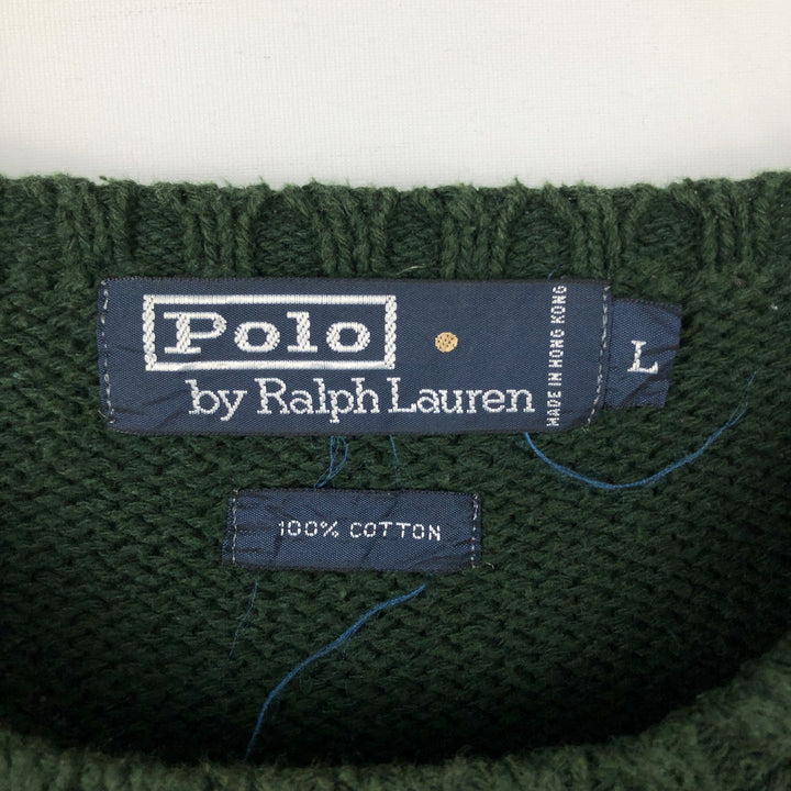 Ralph Lauren POLO by Ralph Lauren Cotton Knit Sweater Men's L size cotton green type Vintage Second Hand