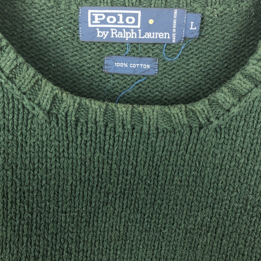 Ralph Lauren POLO by Ralph Lauren Cotton Knit Sweater Men's L size cotton green type Vintage Second Hand
