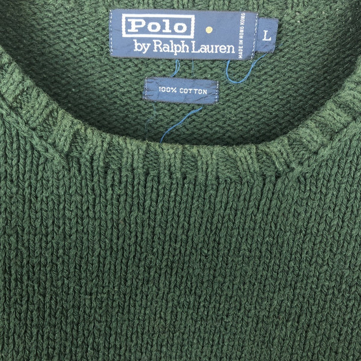 Ralph Lauren POLO by Ralph Lauren Cotton Knit Sweater Men's L size cotton green type Vintage Second Hand