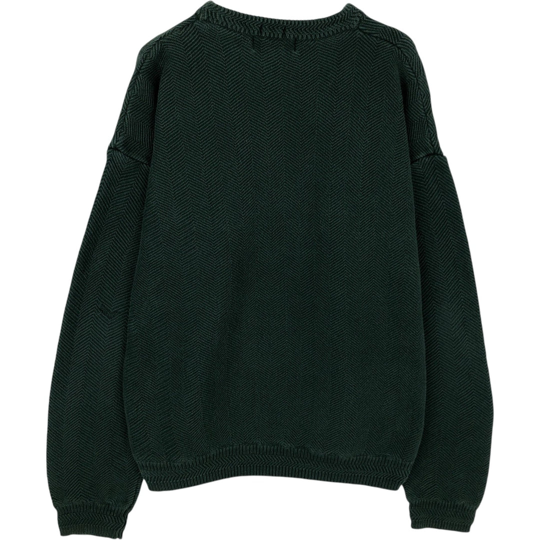 Ralph Lauren CHAPS Herringbone Cotton Knit Sweater, Men's Size L cotton green type Vintage Second Hand