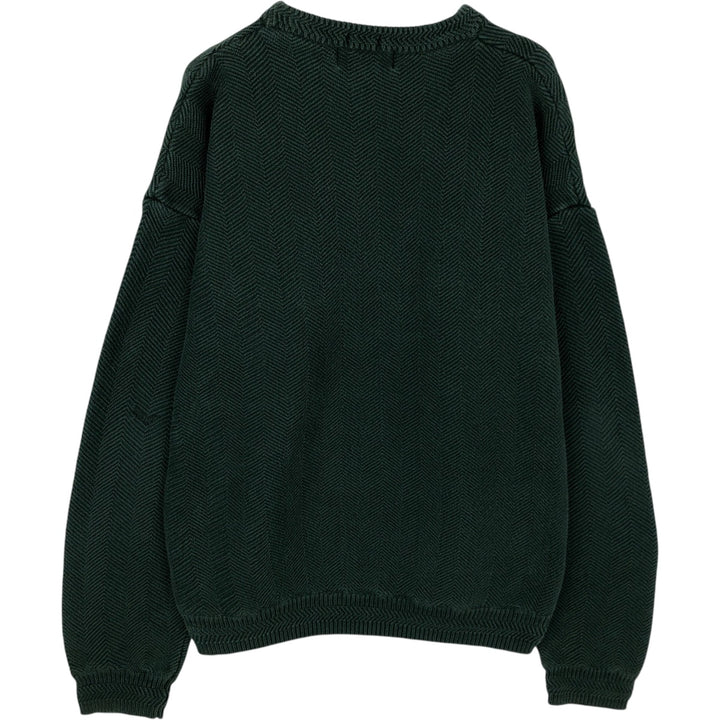 Ralph Lauren CHAPS Herringbone Cotton Knit Sweater, Men's Size L cotton green type Vintage Second Hand