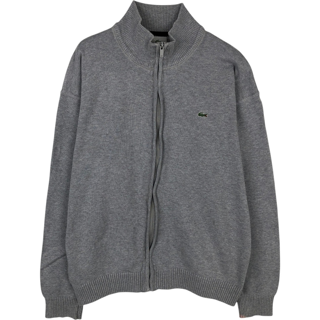 Lacoste French-designed high-neck driver's knit sweater, size 7, men's XXL cotton gray type Vintage Second Hand