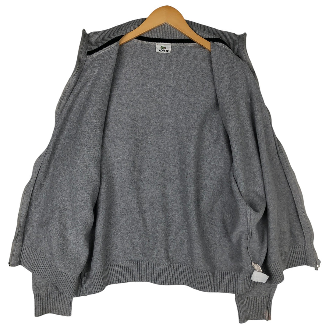 Lacoste French-designed high-neck driver's knit sweater, size 7, men's XXL cotton gray type Vintage Second Hand