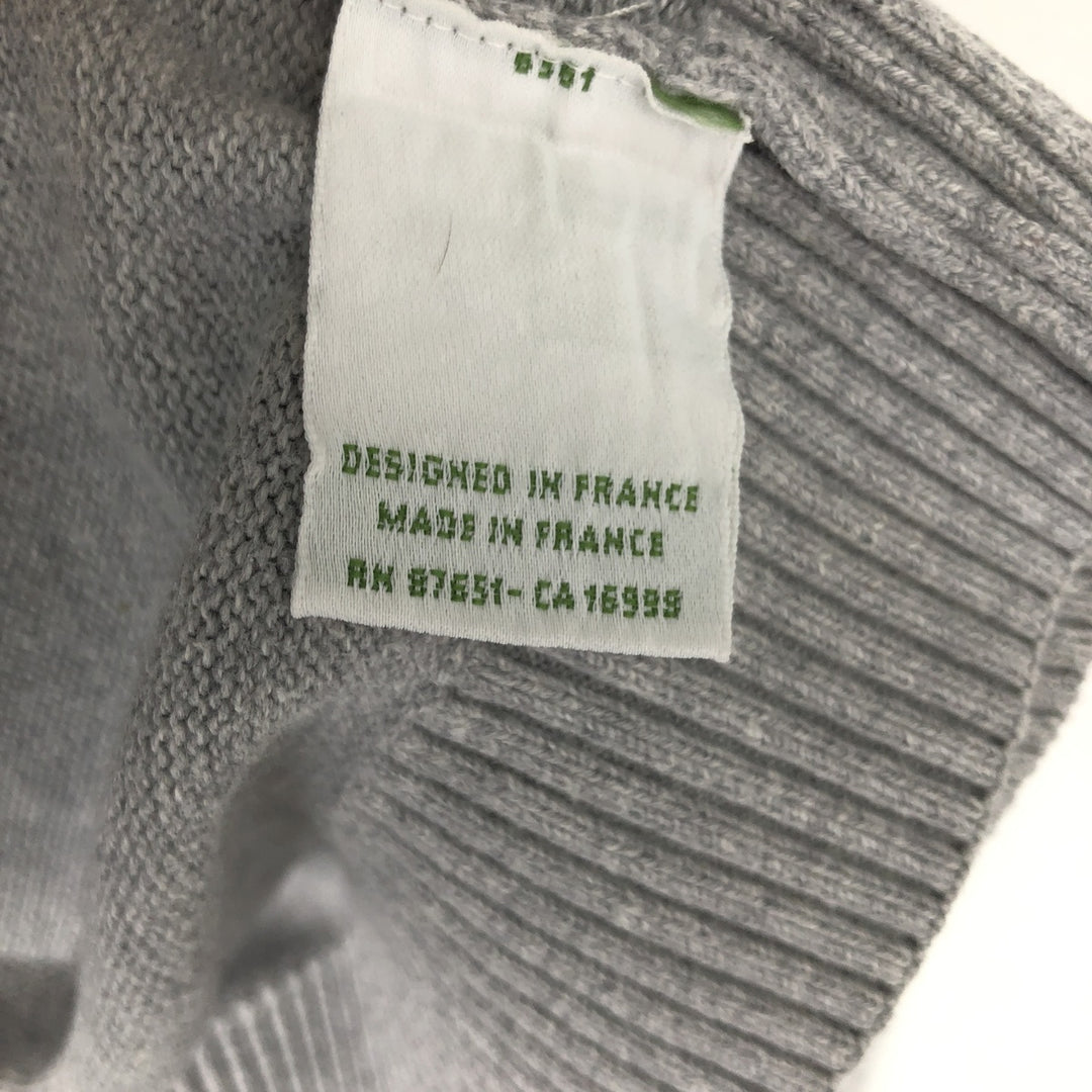 Lacoste French-designed high-neck driver's knit sweater, size 7, men's XXL cotton gray type Vintage Second Hand