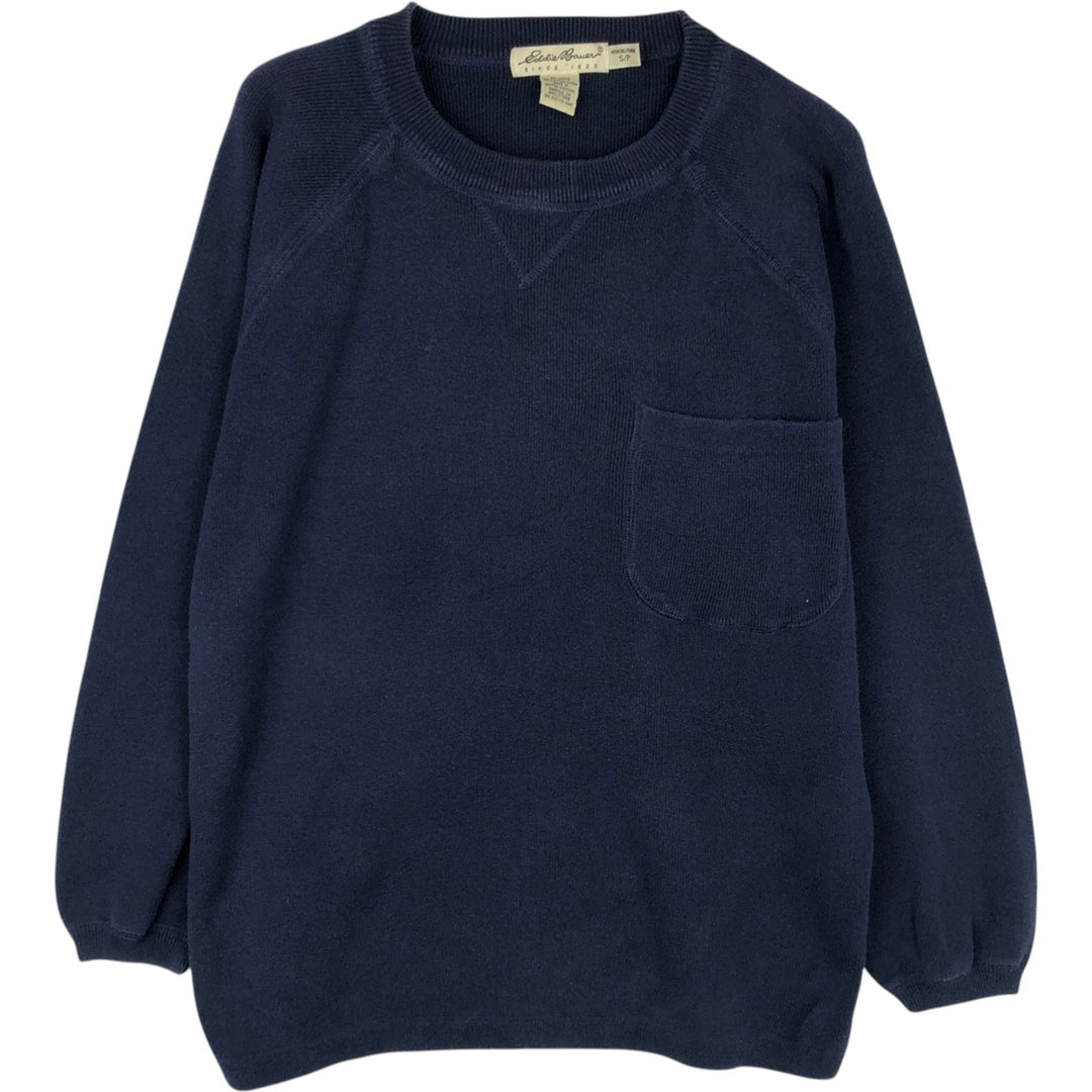 2000'S Eddie Bauer Cotton Knit Sweater, Made in England, Women's Size Small cotton navy blue type Vintage Second Hand
