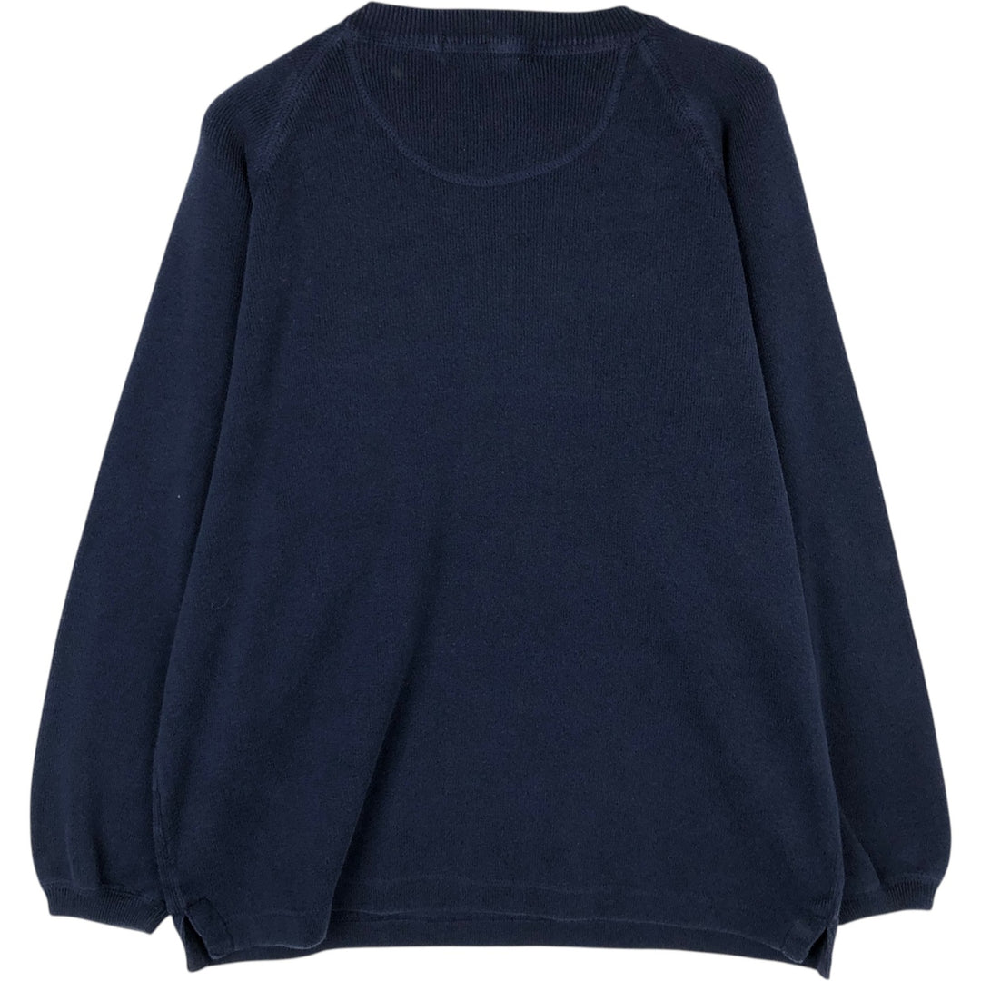 2000'S Eddie Bauer Cotton Knit Sweater, Made in England, Women's Size Small cotton navy blue type Vintage Second Hand