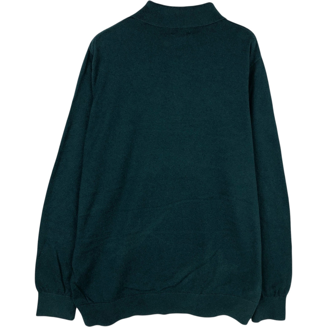 LLBean polo knit sweater, men's size L cotton green type Vintage Second Hand