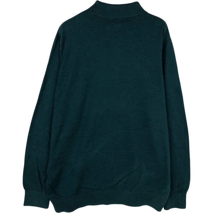 LLBean polo knit sweater, men's size L cotton green type Vintage Second Hand