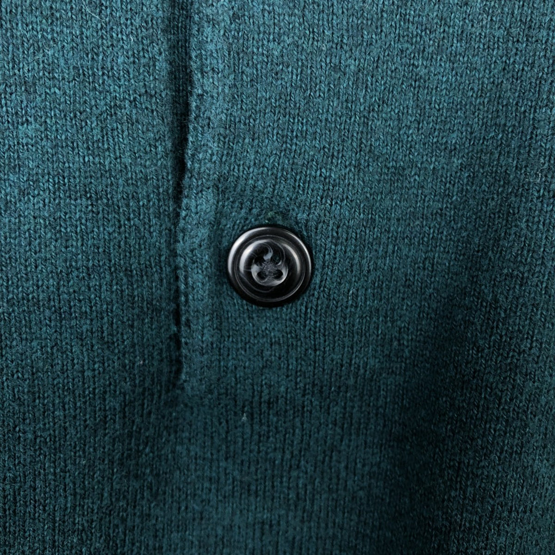 LLBean polo knit sweater, men's size L cotton green type Vintage Second Hand