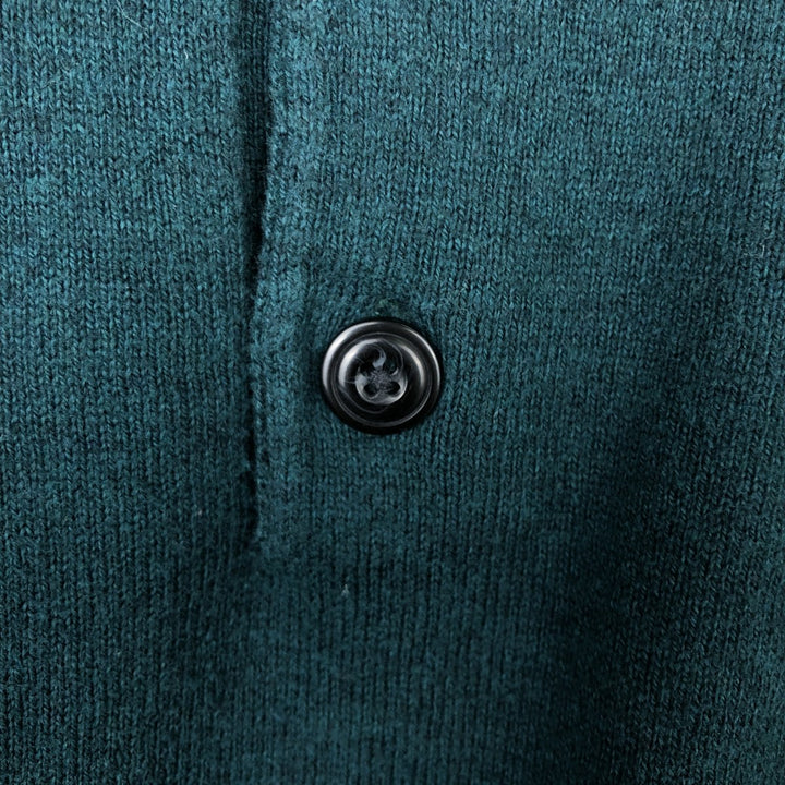 LLBean polo knit sweater, men's size L cotton green type Vintage Second Hand