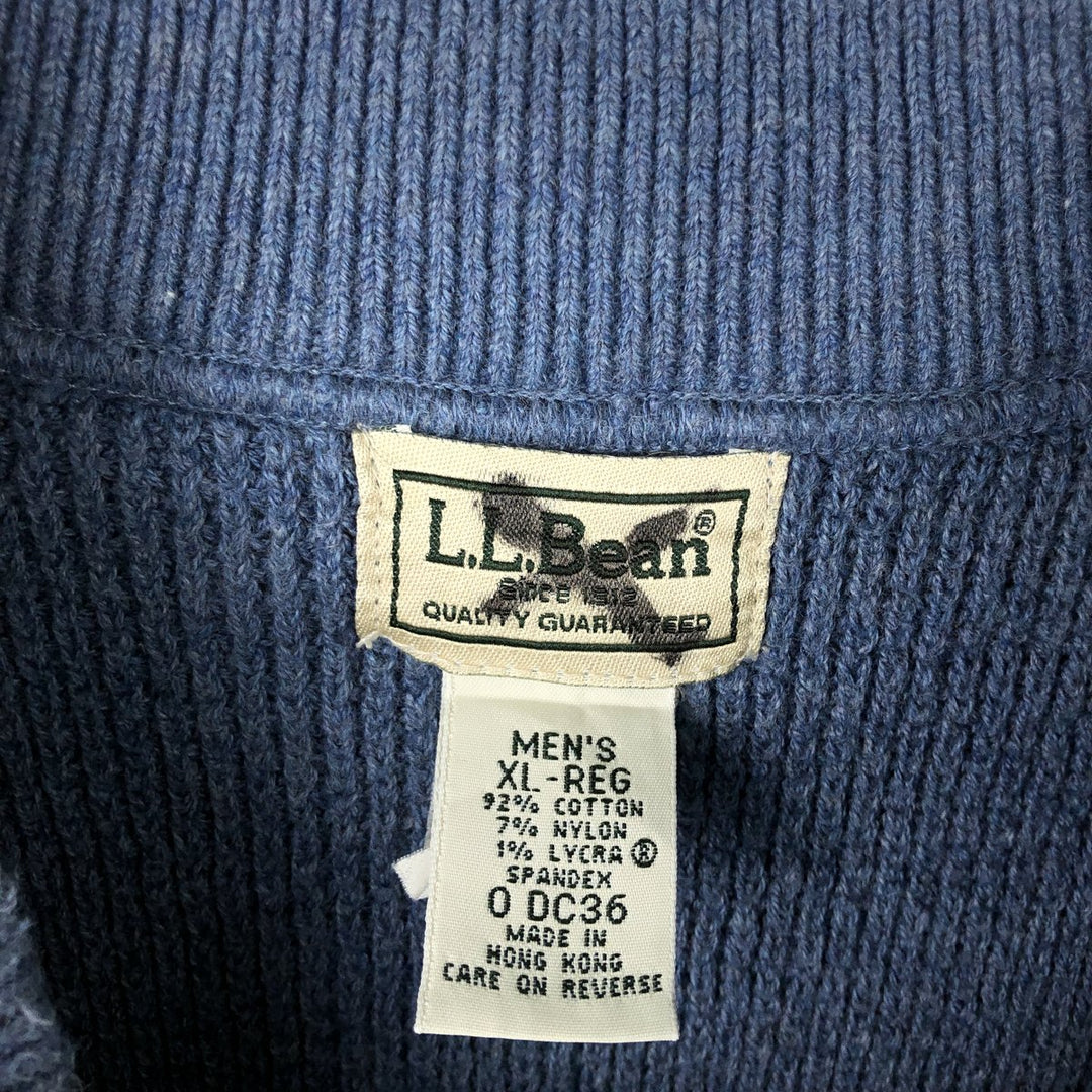 LLBean Half-Button Ribbed Cotton Knit Sweater, Men's Size XL cotton Blue type light blue Vintage Second Hand