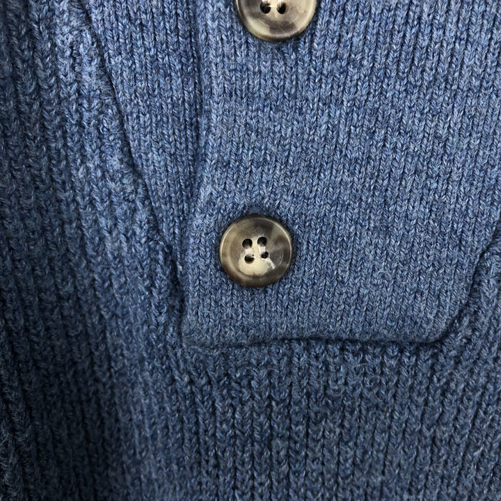 LLBean Half-Button Ribbed Cotton Knit Sweater, Men's Size XL cotton Blue type light blue Vintage Second Hand