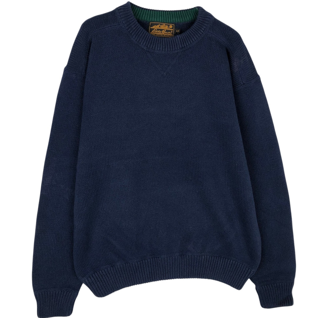 80s-90'S Eddie Bauer Black Tag Cotton Knit Sweater, Men's Size Small cotton navy blue type Vintage Second Hand