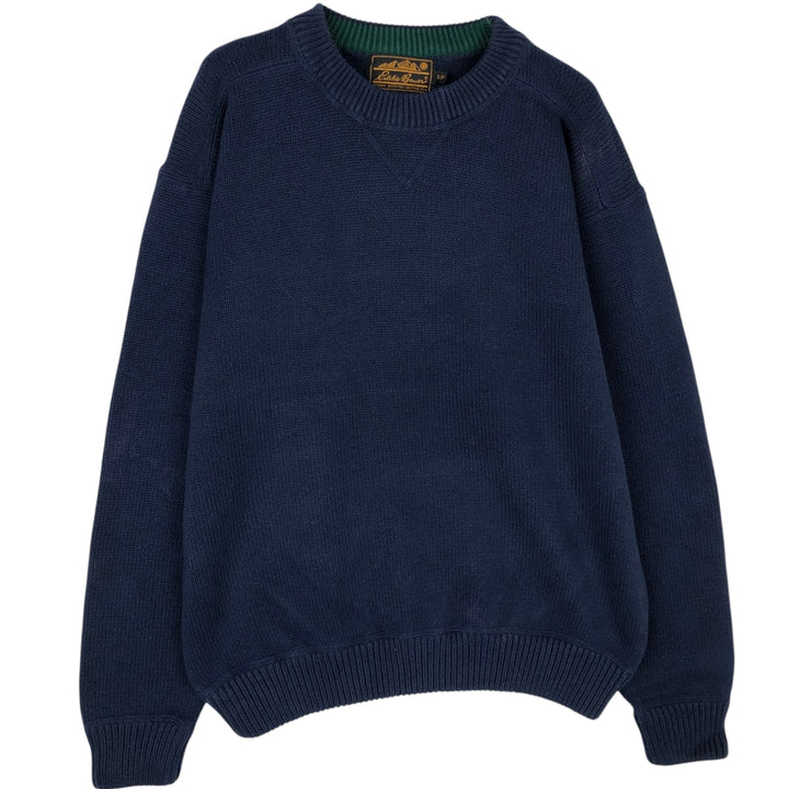 80s-90'S Eddie Bauer Black Tag Cotton Knit Sweater, Men's Size Small cotton navy blue type Vintage Second Hand